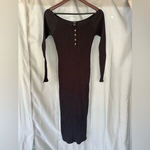 Elegant Black Ribbed Knit Dress Forver 21 Size Medium